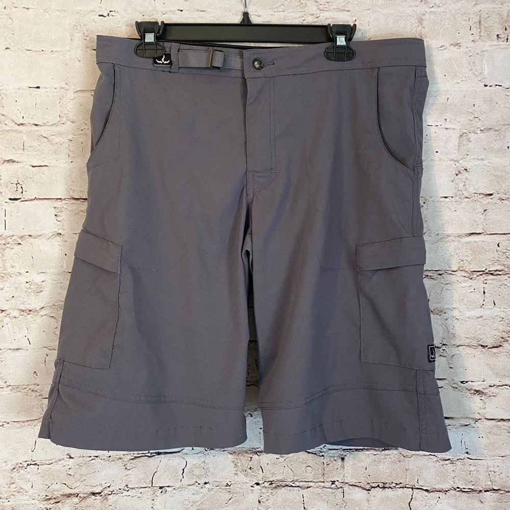 Prana Men’s Charcoal Gray Cargo Shorts Zion Packable Adjustable Hiking Large